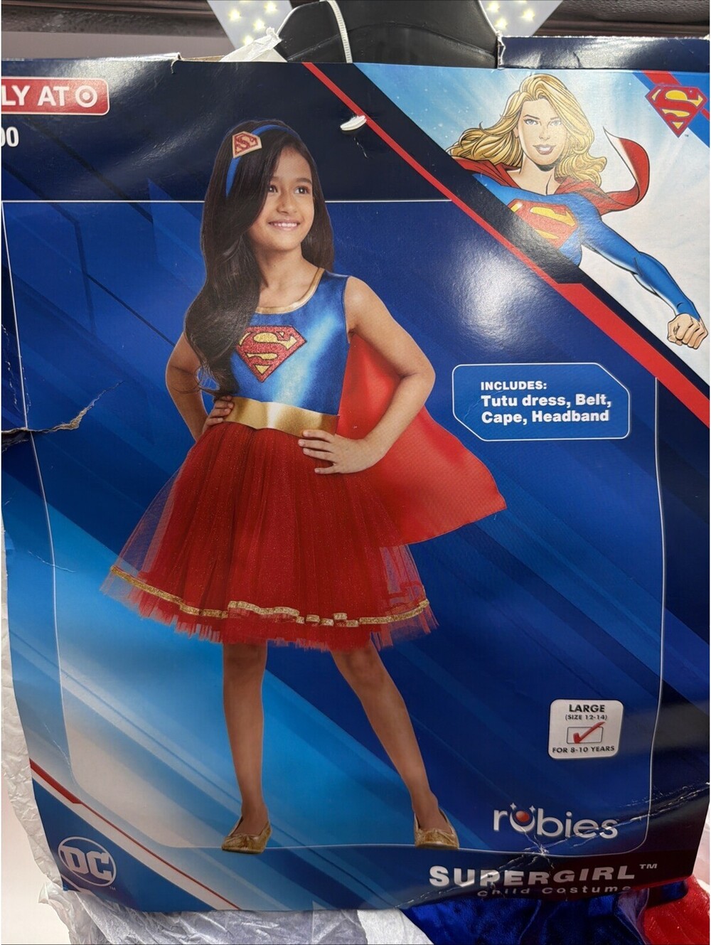 New DC WONDER WOMAN DRESS - Kids Superhero Tutu Costume - Child Size Lg 12/14